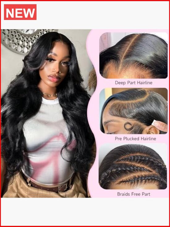 13x6 HD Lace Front Wig Human Hair Body Wave 200 Density Pre Plucked Invisible main image 4